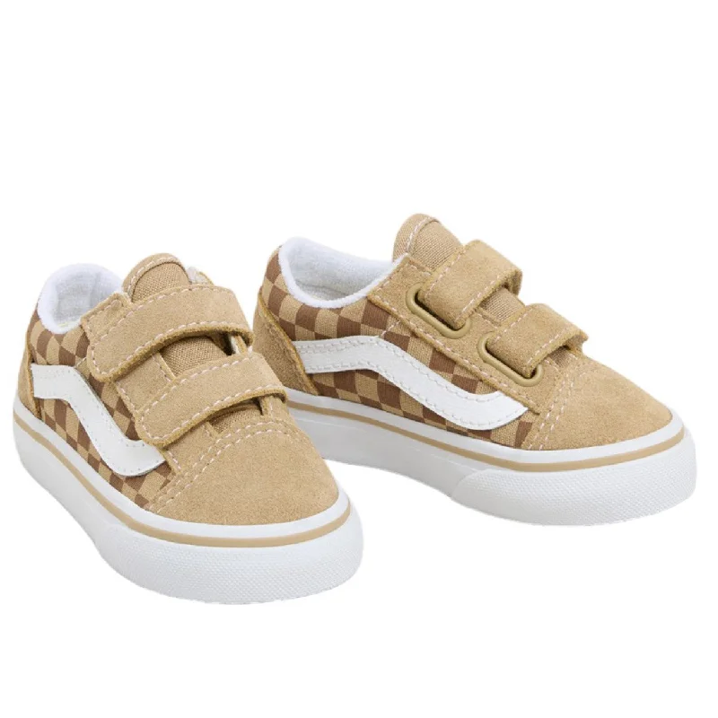 Ergonomic Casual Sneakers VANS Neutral Checkerboard BROWN/TRUE WHITE Old Skool V Neutral Checkerboard