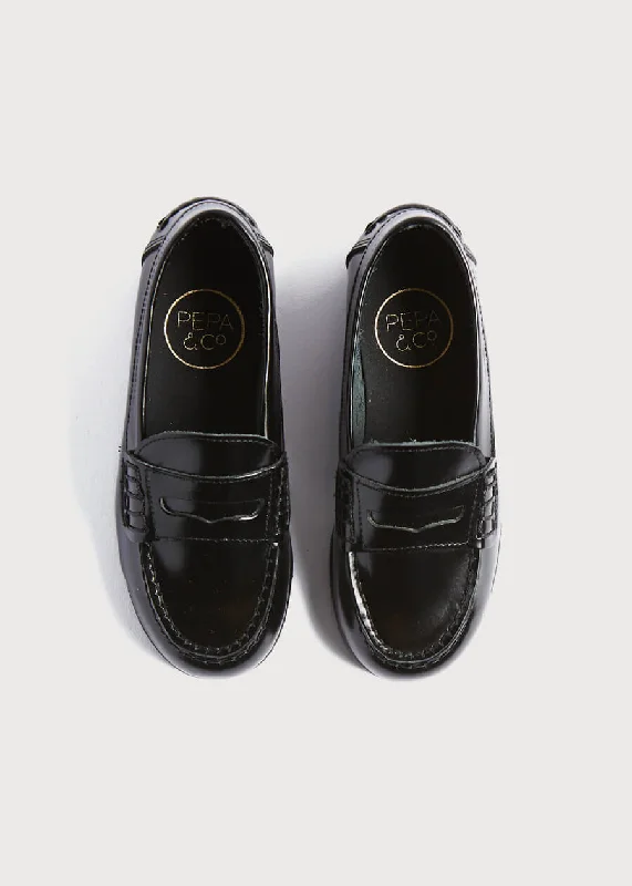 Sleek Sport Sneakers Leather Black Moccasins (26-32EU)