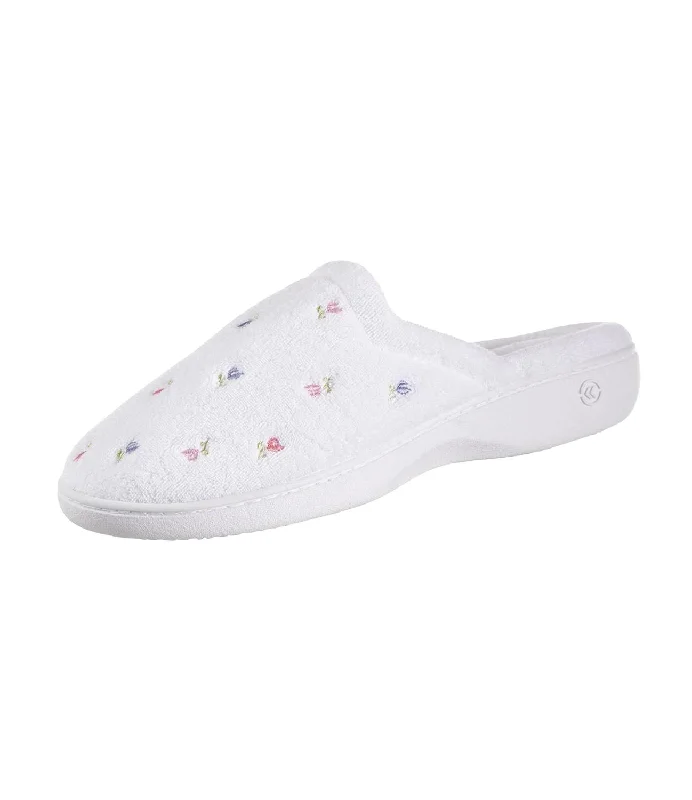 Sporty Travel Sneakers Women's Terry Slip On Clog Slipper In White