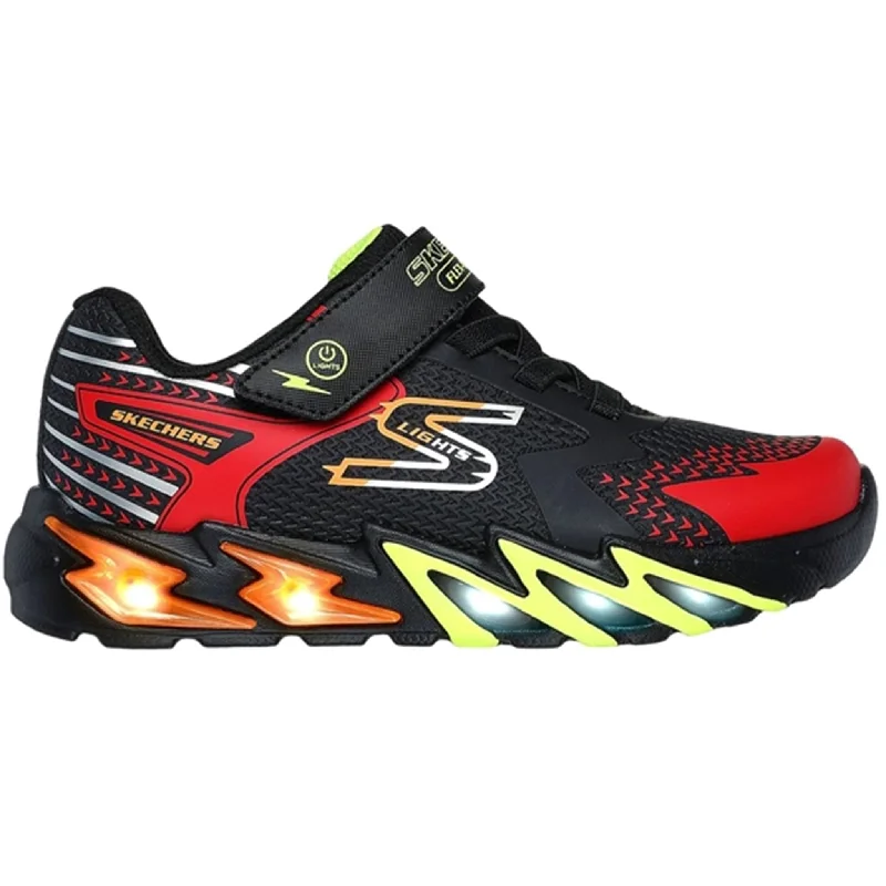 Stylish Running Shoes Skechers S-Lights Flex Glow Bolt Black Red