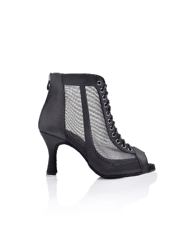 Stylish Street Shoes Dancin Boots in Black Satin With Small Net