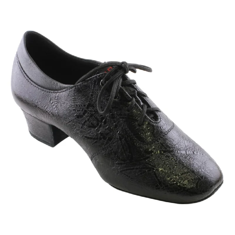 Breathable Loafers Practice Dance Shoes, 1205 Flexi, Black Leather, Pattern Splash