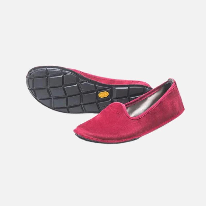 Modern Loafers Vibram ONEQ Slipon Velvet Women's Casual Shoes-Red/Black