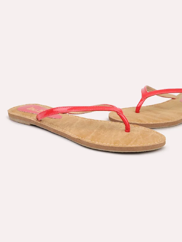 Ultra-Light Casual Shoes Women Red Open Toe Flats