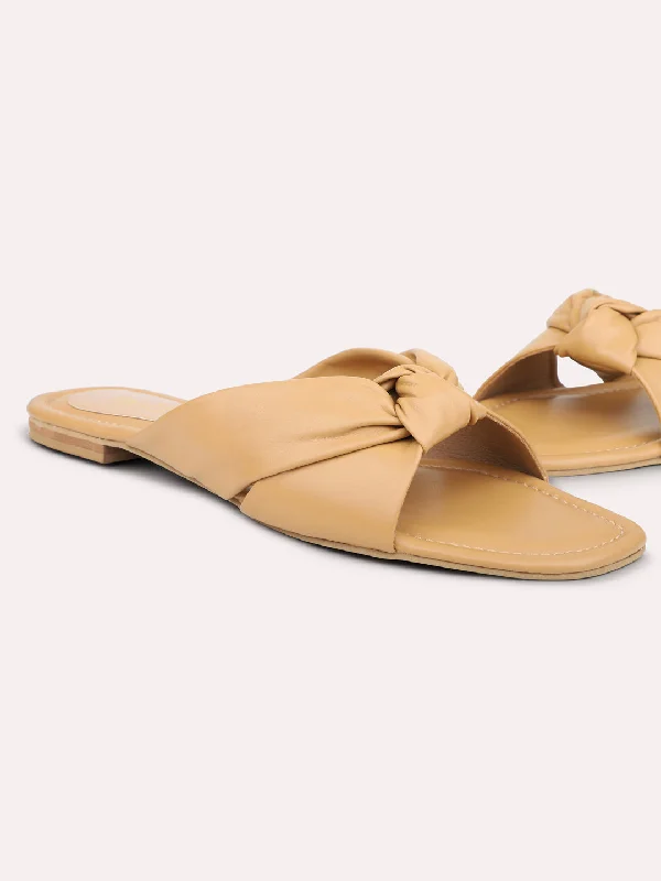 Ergonomic Walking Shoes Women Beige Open Toe Flats