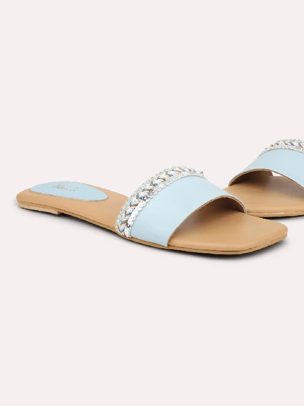 Premium Casual Sneakers Women Blue Open Toe Flats