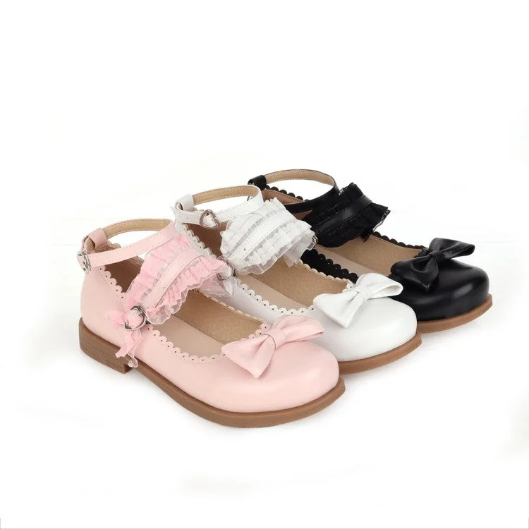 Stylish Travel Shoes Women Lace Bowtie Flats Mary Jane Shoes