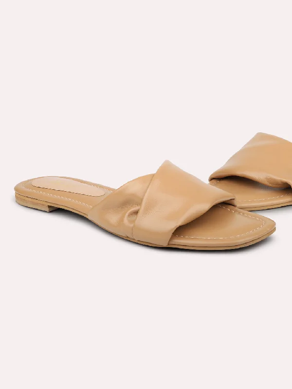 Cloud-Like Sneakers Women Beige Open Toe Flats