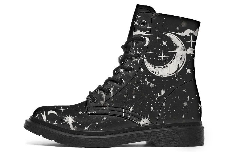 Flexible Street Sneakers Nightfall Boots - Vegan Leather Doc-Style Boots with Durable Stitched on Soles