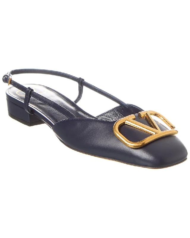 Classic Everyday Shoes Valentino VLogo Leather Slingback Flat