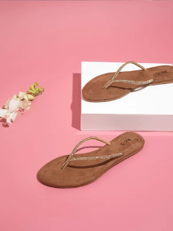 Breathable Comfort Shoes Women Beige Embellished Open Toe Flats