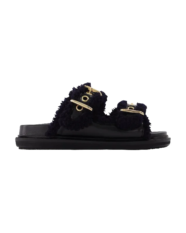 Ultra-Cushion Running Shoes Fussbett Slides in Black Leather