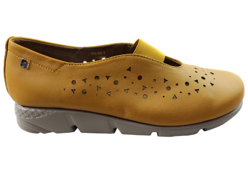 Relaxed Fit Sneakers Flex & Go Anouk Womens Comfortable Leather Shoes Made In Portugal