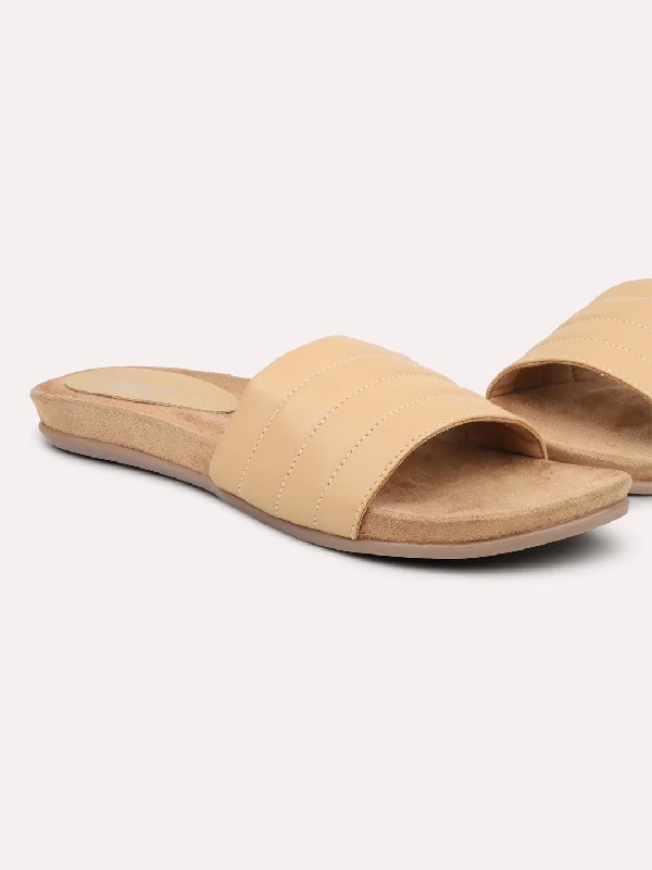Relaxed Fit Sneakers Women Beige Open Toe Flats