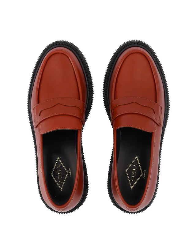 Simple Running Shoes 159 Loafers  in Red Leather