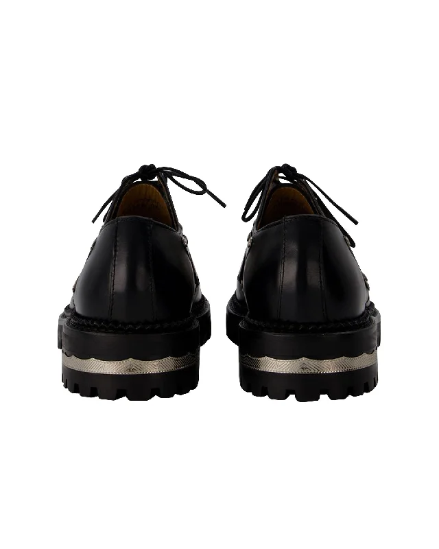Classic Casual Sneakers Derbies in Black Leather