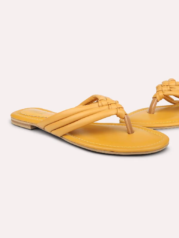 Fashion-Oriented Shoes Women Yellow Open Toe Flats