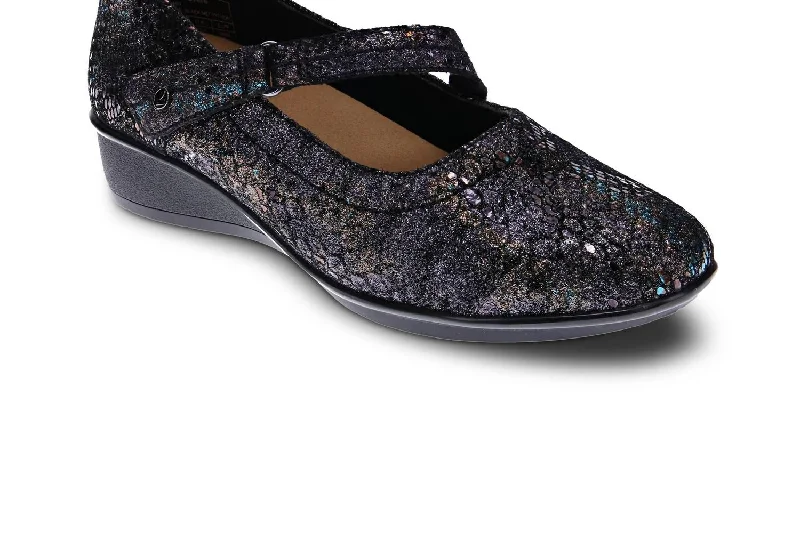 Ultra-Light Mesh Shoes Women's Bonn Mary-Jane Shoes - Medium Width In Black Metallic Python Ultra-Light Mesh Shoes Women's Bonn Mary-Jane Shoes - Medium Width In Black Metallic Python