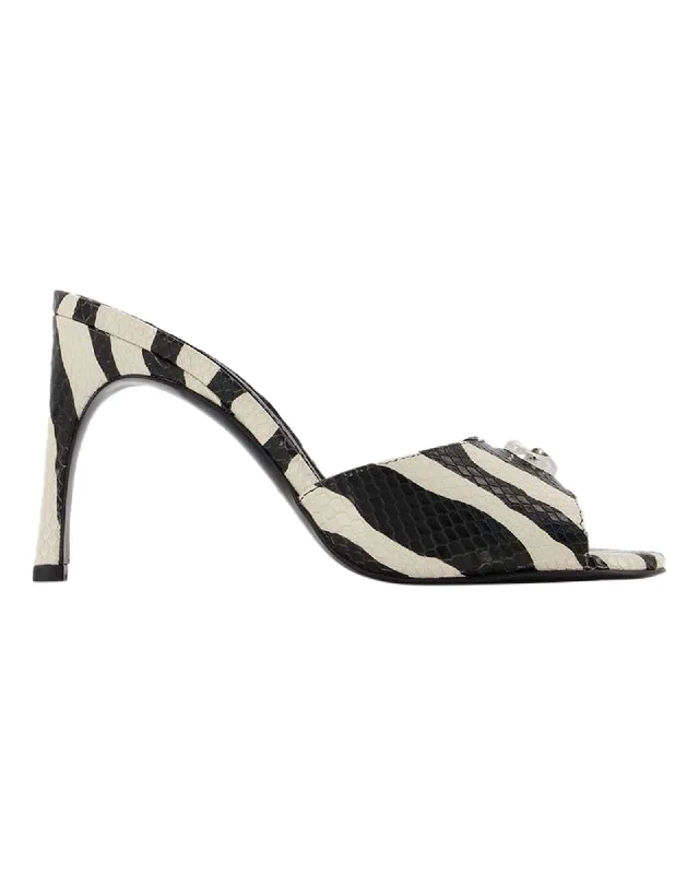 Durable Everyday Shoes Zebra Print Logo Mules - Coperni - Black/White - Leather