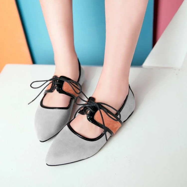 All-Day Running Shoes Women Pointed Toe Color Block Flats Shoes