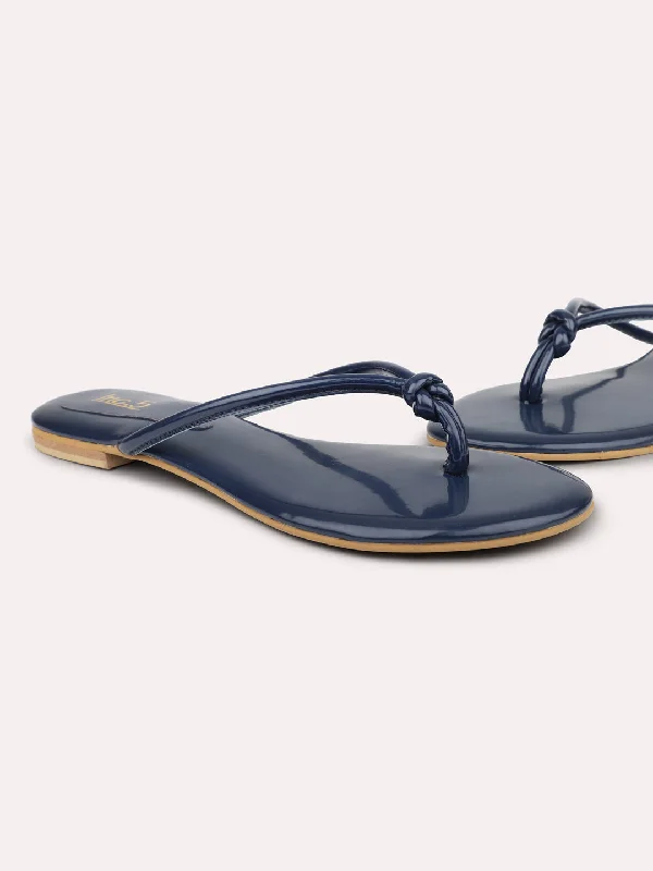 Cloud Comfort Shoes Women Navy Open Toe Flats