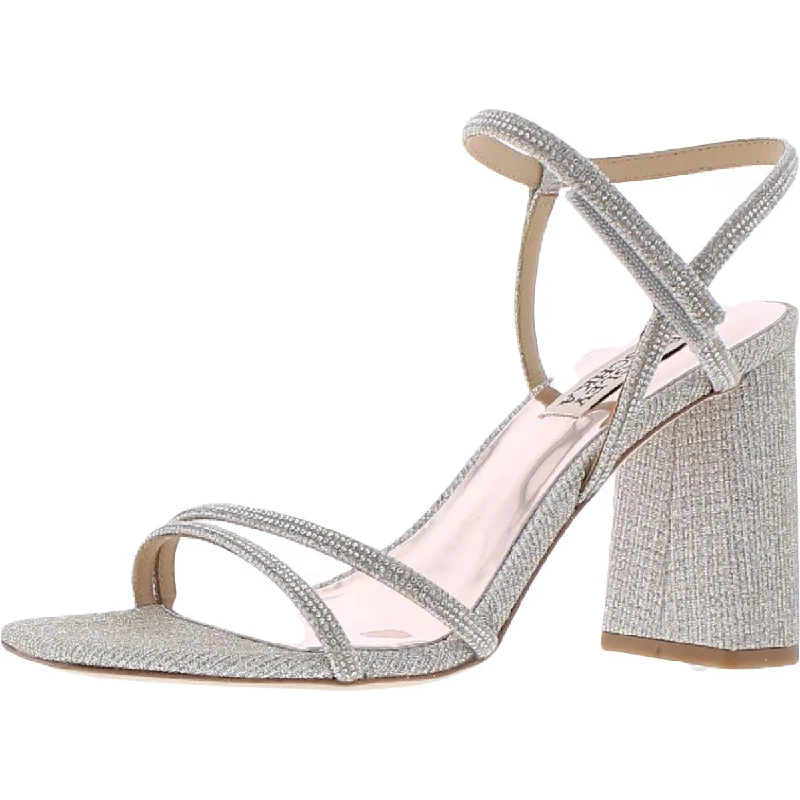 Chic Mesh Sneakers Badgley Mischka Womens Rebekah   Shimmer Strappy Block Heels