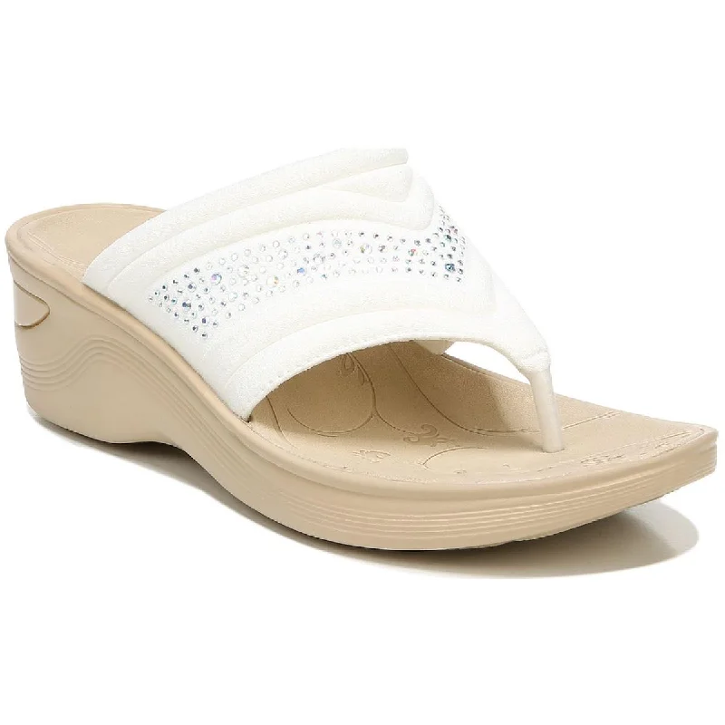 Cloud-Like Sneakers Bzees Womens Dazzle Me Embellished Wedge Thong Sandals
