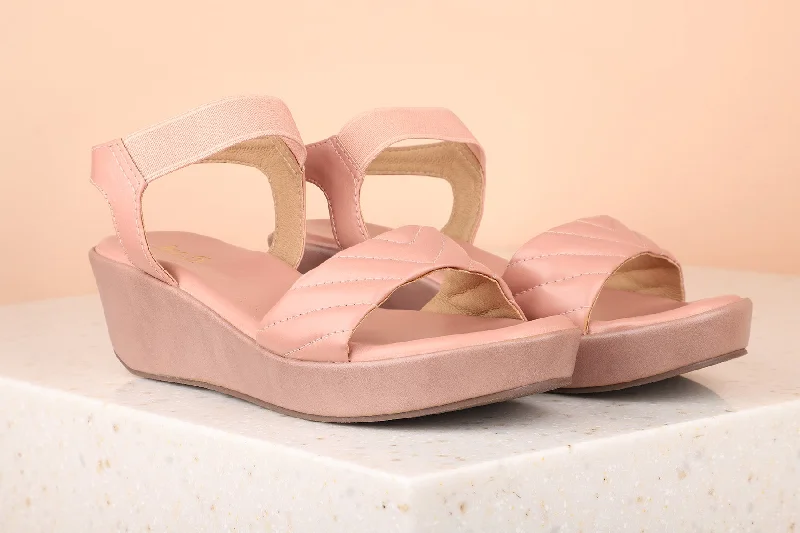 Modern Lightweight Shoes Women Peach Solid Wedge Sandals