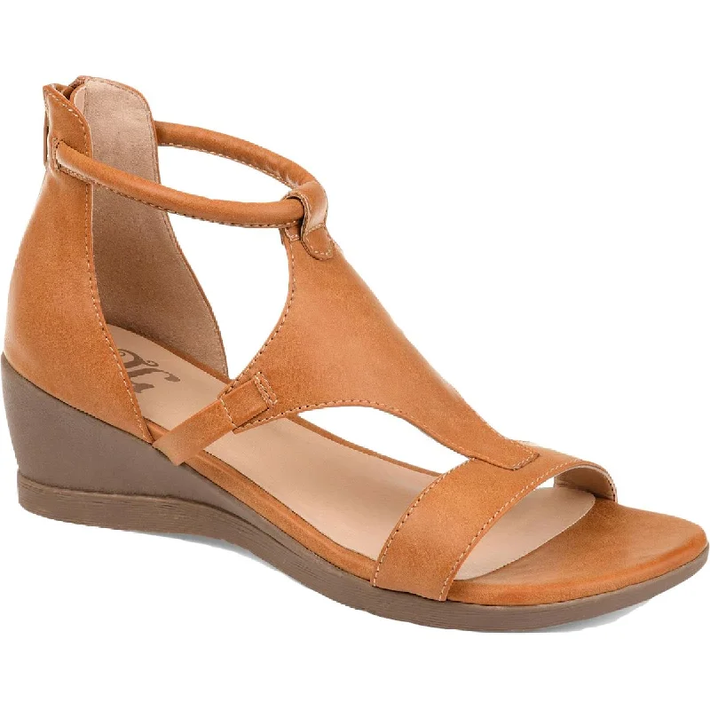 Breathable Foam Sneakers Journee Collection Womens Trayle Faux Leather Strappy Wedge Sandals