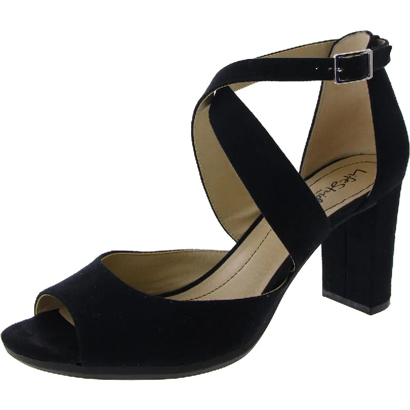 All-Day Cushioned Shoes LifeStride Womens Allison Faux Suede Ankle Strap Evening Sandals