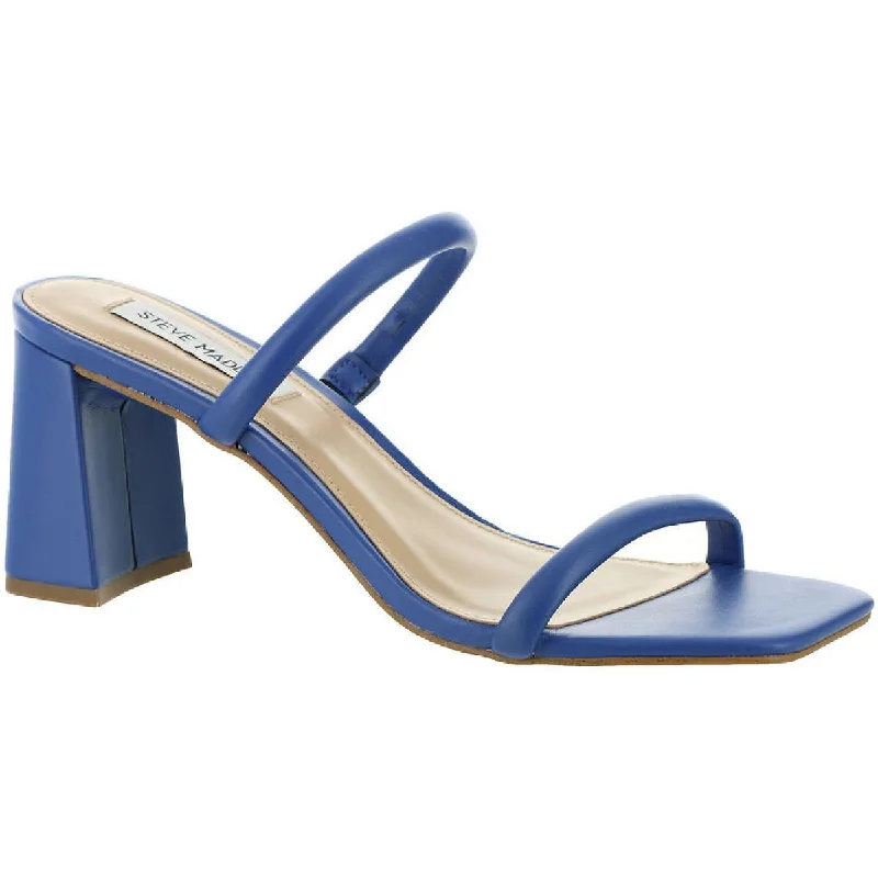 Cozy Memory Foam Shoes Steve Madden Women's Lilah Vegan Leather Open-Toe Block Heel Sandal