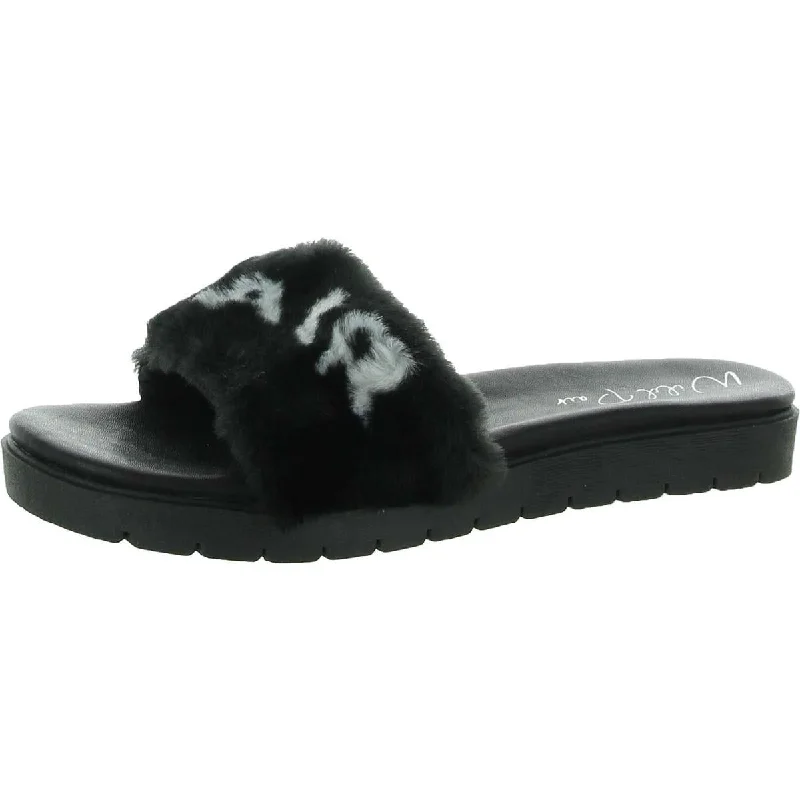 Minimalist Running Shoes Wild Pair  Womens Jeleen Faux Fur Slip On Pool Slides