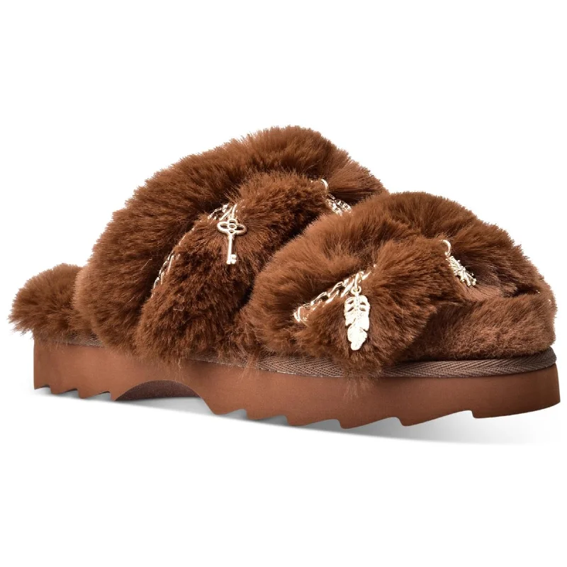 All-Day Running Shoes Wild Pair Womens Paiygef Faux Fur Slip On Slide Sandals