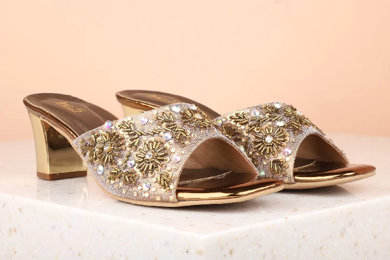 Stylish Street Shoes Women Antique Embellished Ethnic Block Heels
