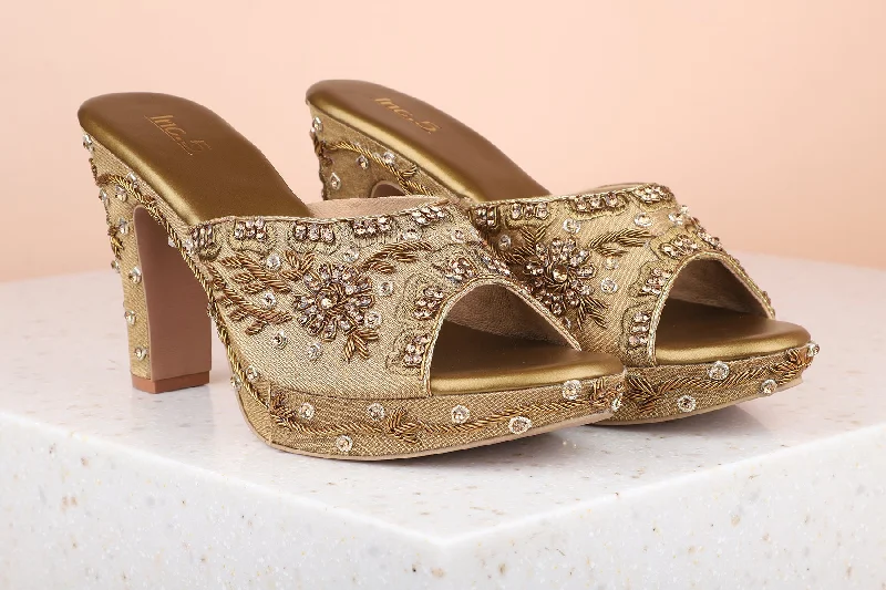 Ultra-Light Mesh Shoes Women Antique Party Peep Toes Heels