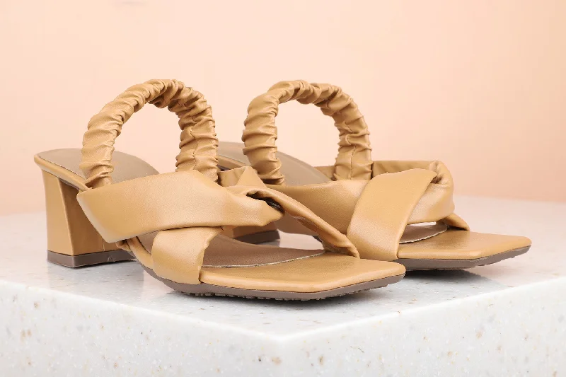 Fashion Running Shoes Women Beige Solid Block Heels