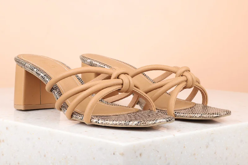 Breathable Foam Sneakers Women Beige Striped Block Heels