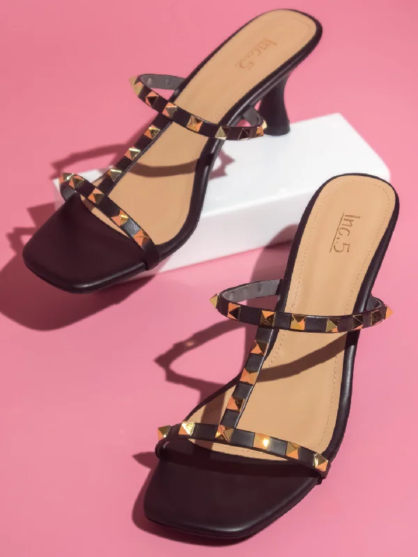 Durable Everyday Shoes Women Black Stiletto Heels with Fittings