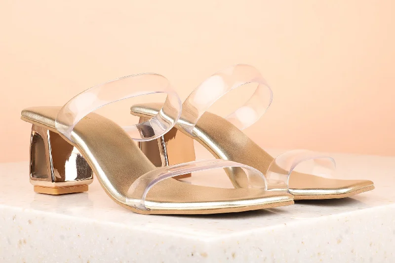 Airflow Sneakers Women Gold Transparent Block Heel Sandals