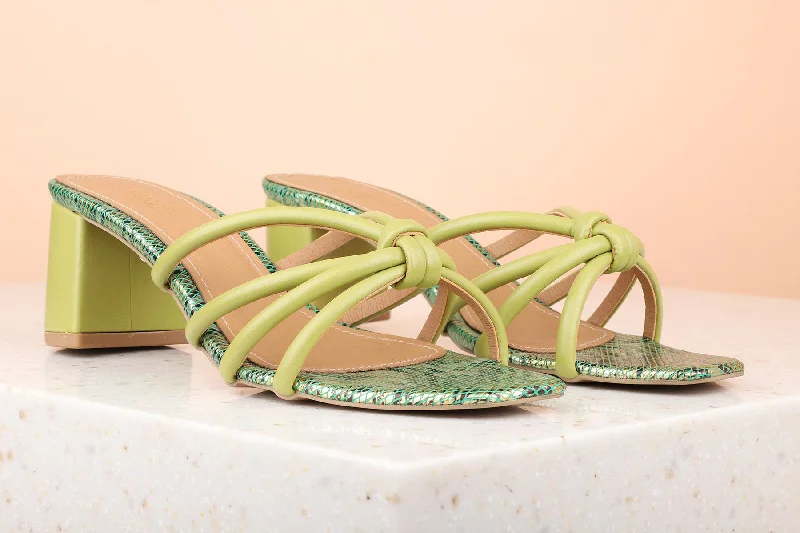 Comfy Lightweight Sneakers Women Green Striped Block Heels