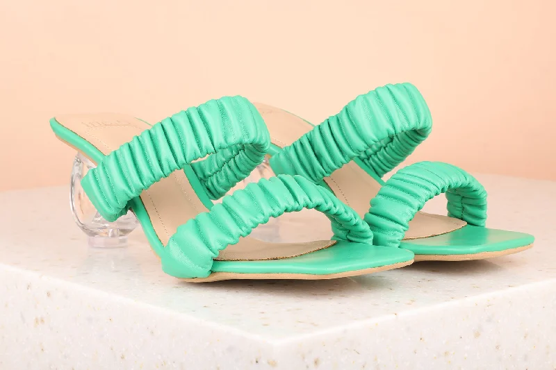 Ergonomic Casual Sneakers Women Green Textured Block Heels