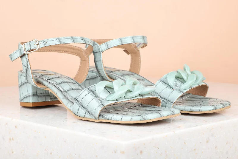 Cloud-Like Sneakers Women Green Textured Block Heels