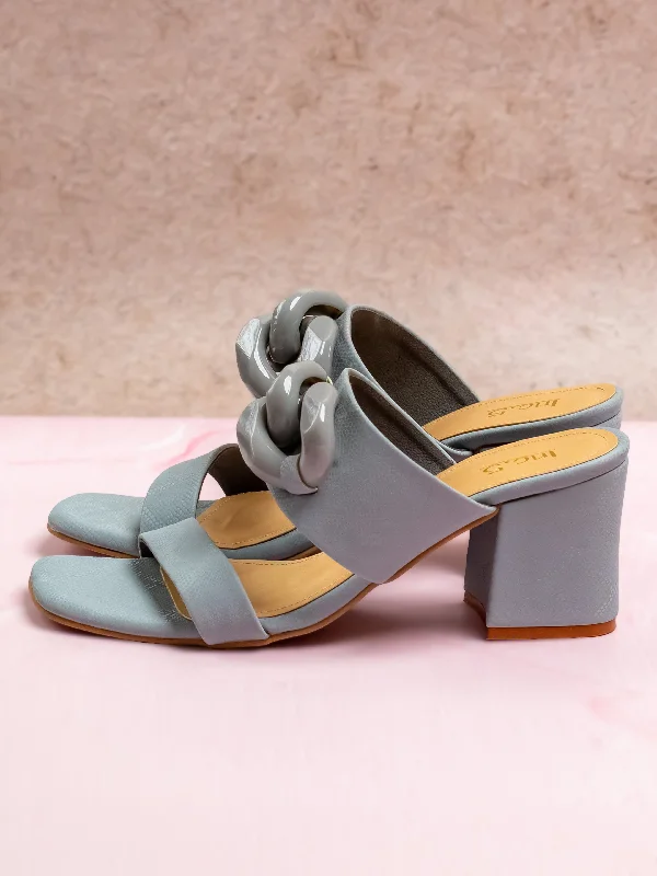 Streetwear Casual Shoes Women Grey Solid Block Heels