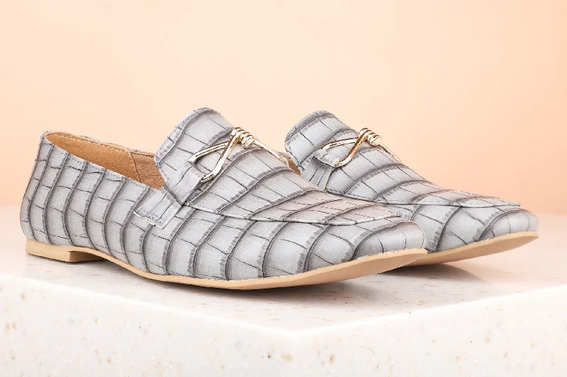 Street Comfort Shoes Women Grey Textured  Buckles Flats Ballerinas