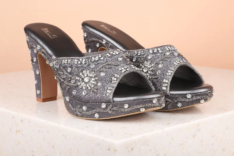 Streetwear Casual Shoes Women Gun Metal Party Peep Toes Heels
