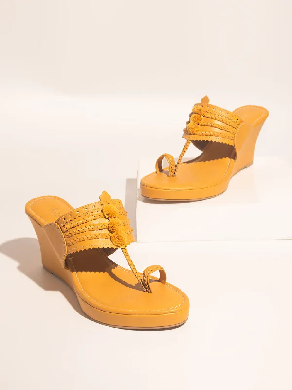 Breathable Street Sneakers Women Mustard Kolhapuri Ethnic Wedges Heels