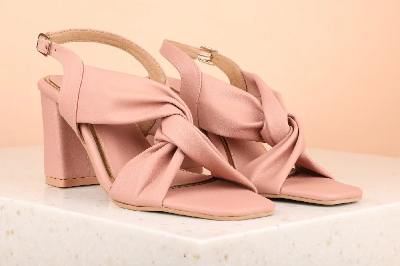 Modern Sport Sneakers Women Peach Solid Block Heels
