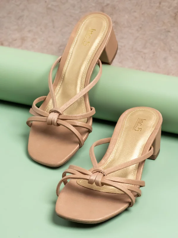 Cloud Comfort Shoes Women Peach Solid Block Sandals