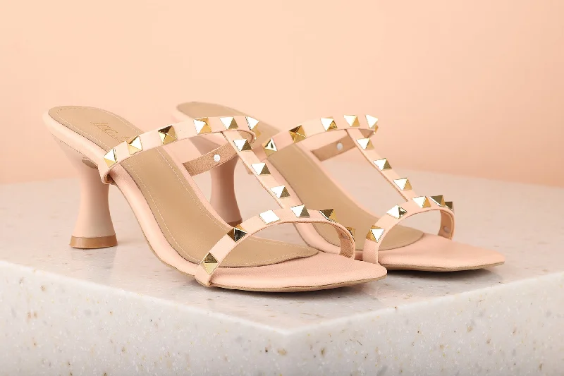 Trendy Athletic Sneakers Women Peach Stiletto Heels with Fittings