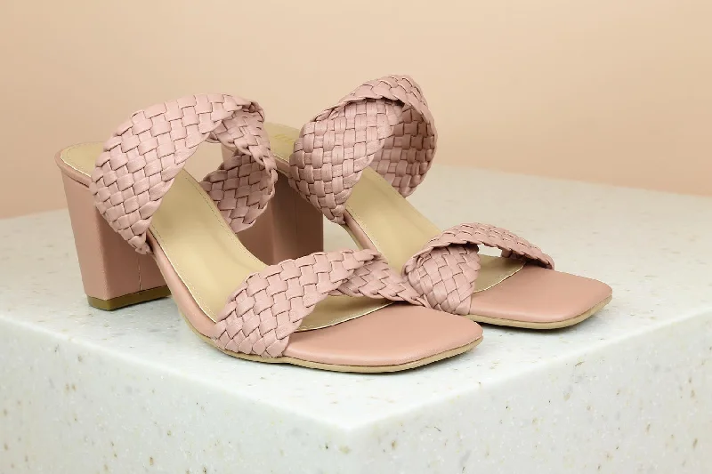 High-Comfort Shoes Women Peach Textured Block Heels
